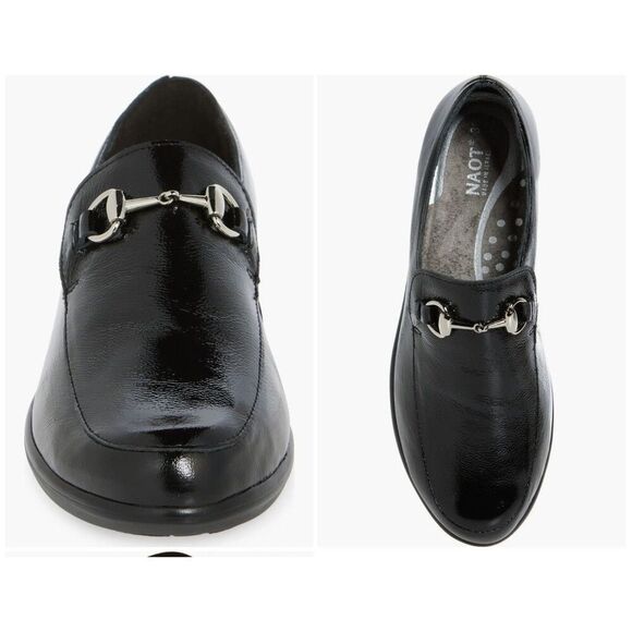 New $200 NAOT BENTU Bit Loafer in Black Crinkle Leather  Women’s Size EU41 US 10 - Picture 2 of 5